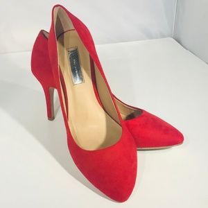 Classic INC Brushed Red Suede Pump 3 1/4 inch Heel